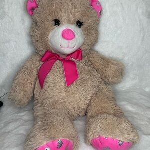Adorable Tan Teddy Bear with Pink Accents